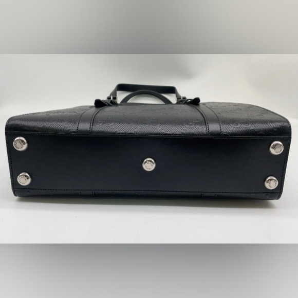 SALE! Authentic Gucci GG Black Embossed Leather Briefcase Tote W Dust Bag UNISEX - Picture 9 of 15